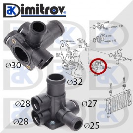 Фланец охладителна течност Audi 100 80 Seat Toledo Volkswagen Golf II Jetta II Passat T4 Фланец охладителна течност Audi 100 80 Seat Toledo Volkswagen Golf II Jetta II Passat T4